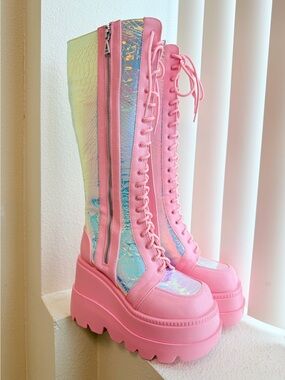 NEW LASR Pink Poison Hi Platform Boots PNK/6 - SH248